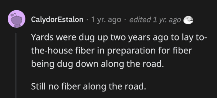 35. People should start celebrating the anniversaries of the dug-up roads to expedite the construction