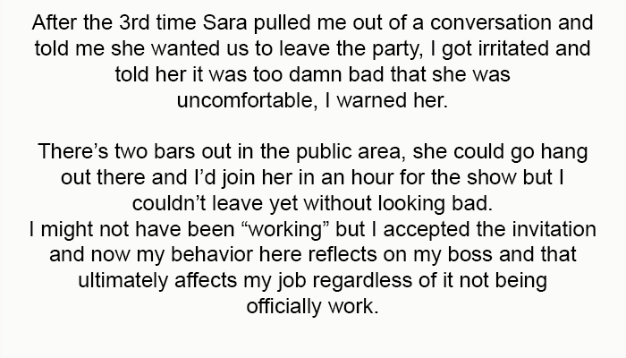 I got irritated and told her it was too damn bad that she was uncomfortable; I warned her.