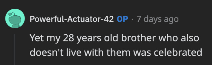 Because OP's 28-year-old brother doesn't seem to be too old to be celebrated