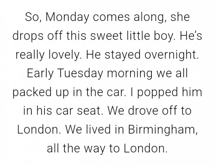 She drops off this sweet boy