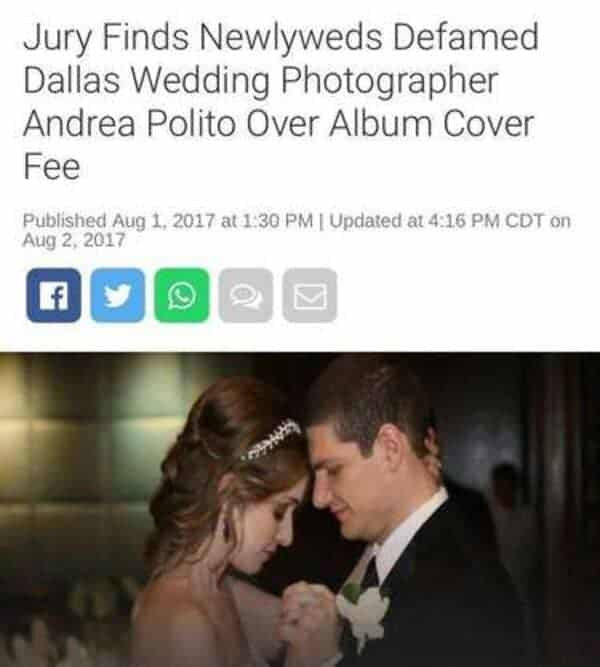 16. They lied and didn't want to pay the photographer!