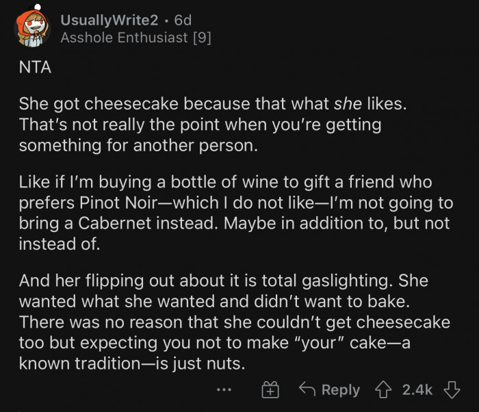 OP's wife totally missed the point.