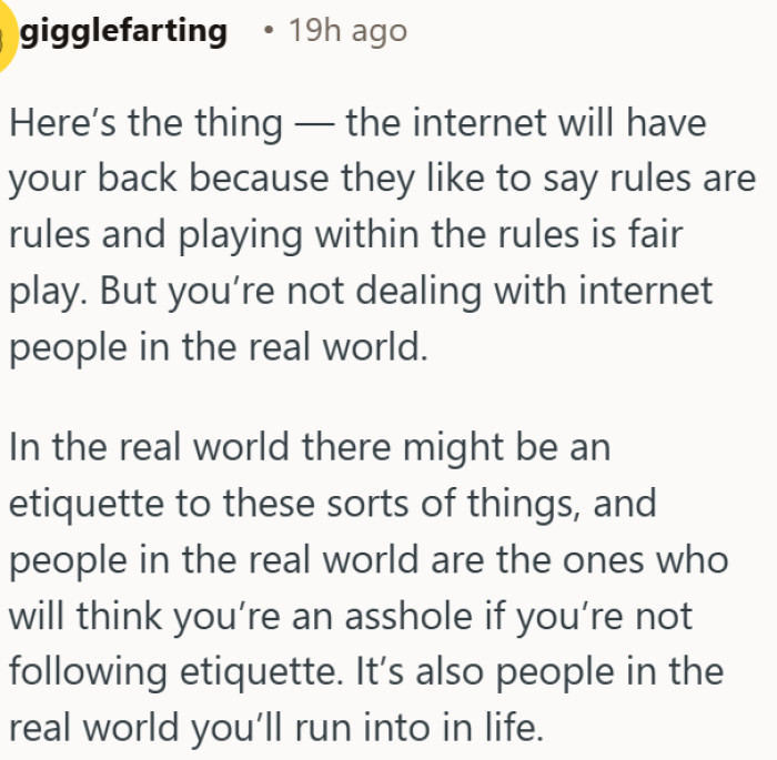 Following the rules does not make you automatically right