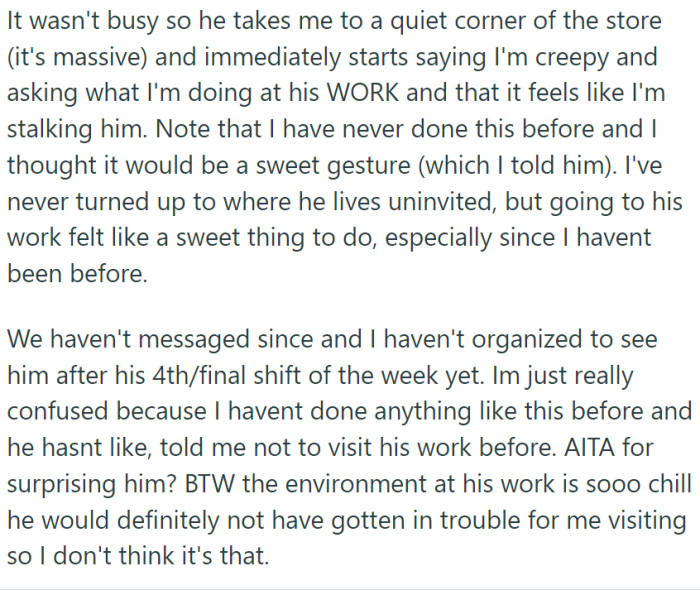 Upon arriving at the store, she was met with a less-than-enthusiastic response.