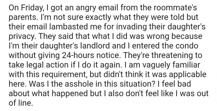 Not long after, OP received an angry email from the girl's parents threatening to sue her for breaching their daughter's privacy