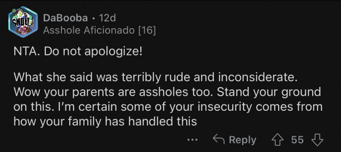 OP should stand her ground.