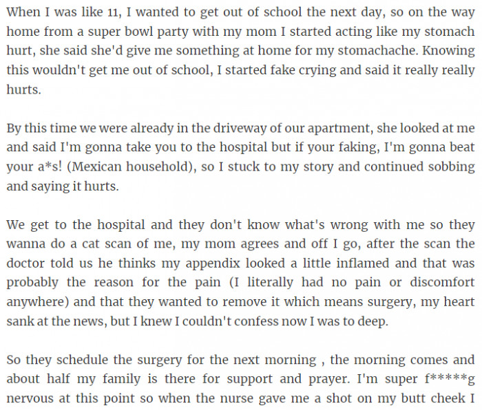 14. I faked my cries and then...