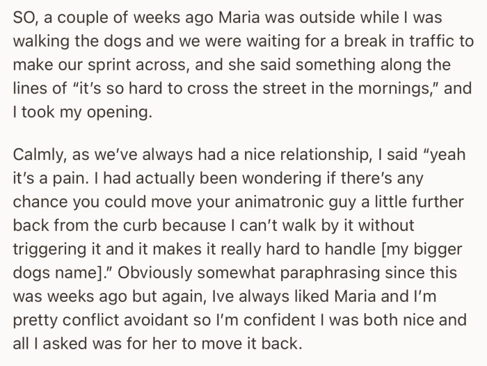 She finally got the opportunity to relay her concerns to Maria