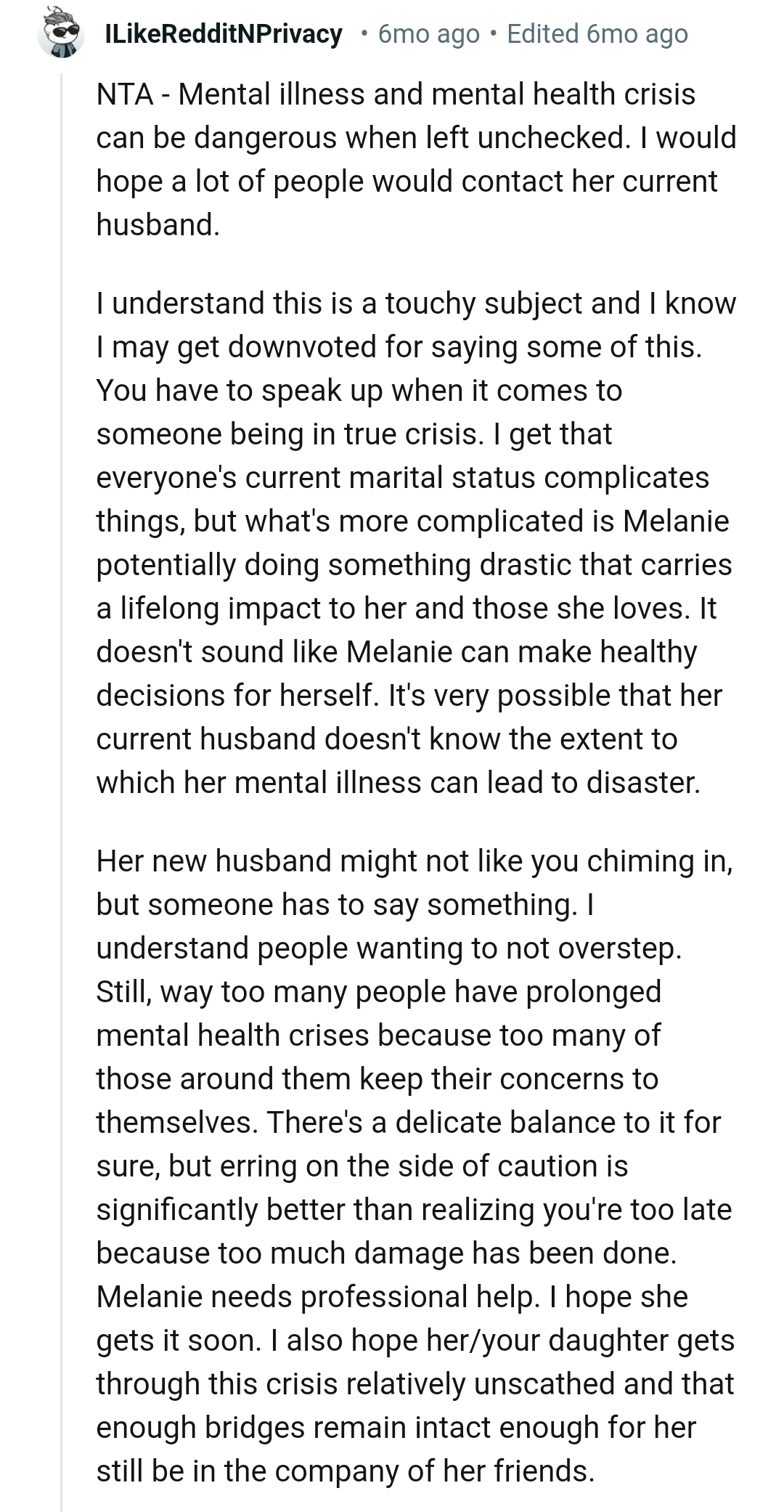 You have to speak up when someone is in a mental health crisis