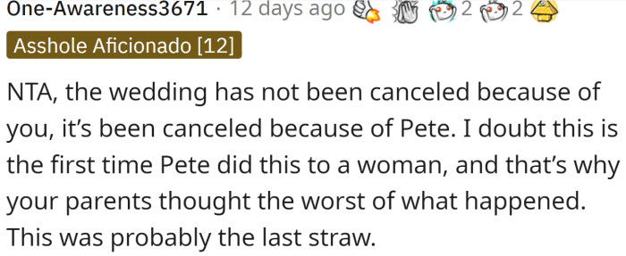 Pete is the reason, not OP