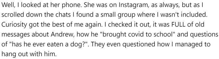 OP looked at her friends phone