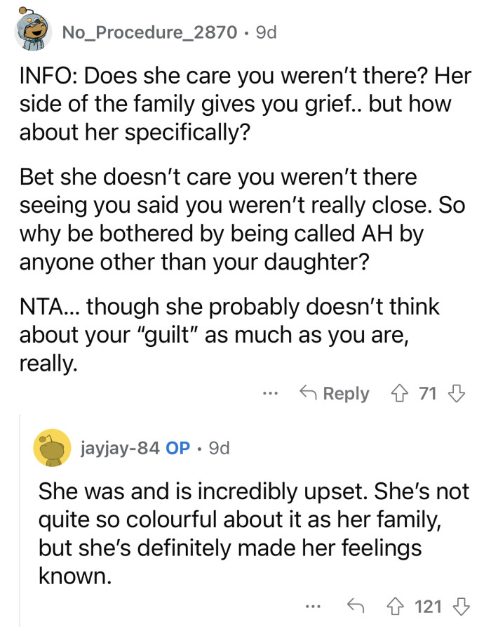 OP's daughter was and is still quite upset about her dad not being there.