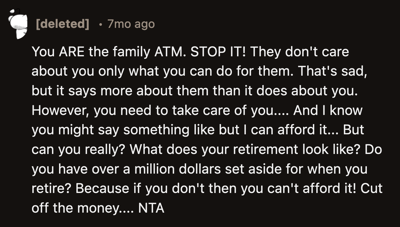 OP feels used because her family is using her.