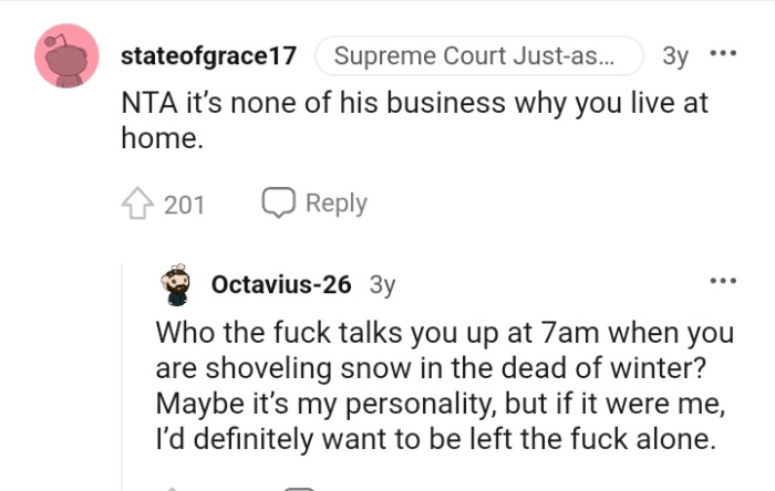 This Redditor would certainly want to be left alone