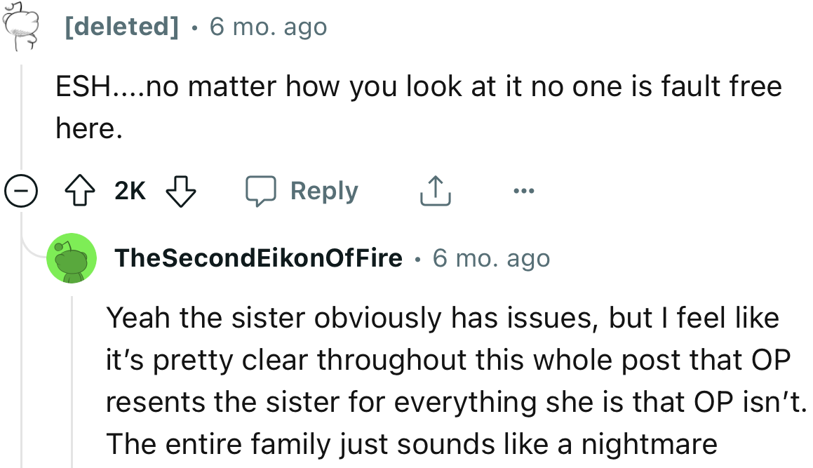 According to this Redditor, no one is innocent. Everyone should accept where they each went wrong.