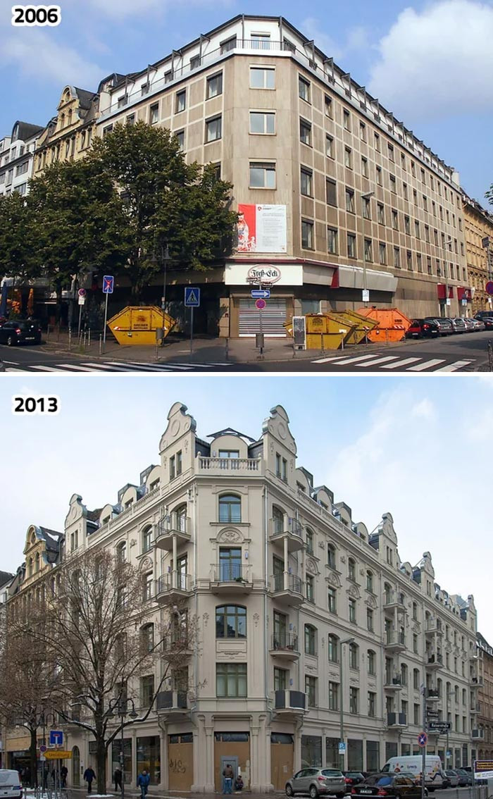 37. Kaiserstrasse 48 in Frankfurt, Germany, underwent restoration in 2013, albeit not achieving complete historical accuracy.