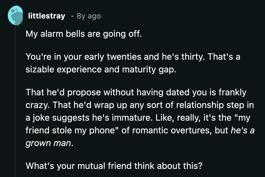 This all happened within a week of OP telling her friends she was the submissive type.