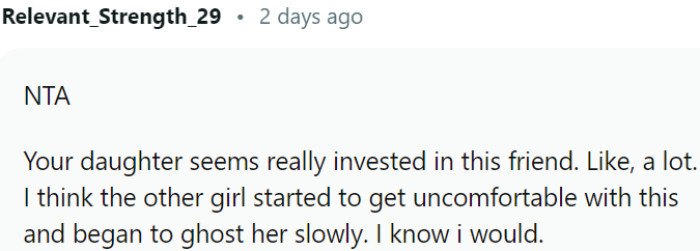 It appears that the other girl may have become uncomfortable