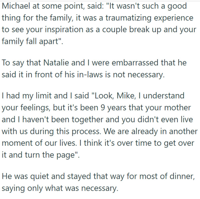 OP told his son to get over it.