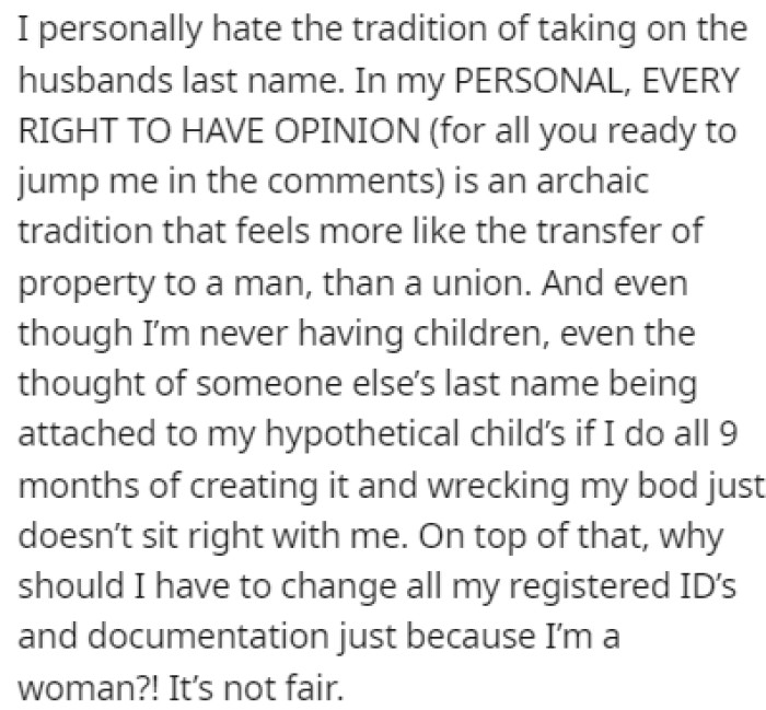 OP hates the idea of taking her husband's last name