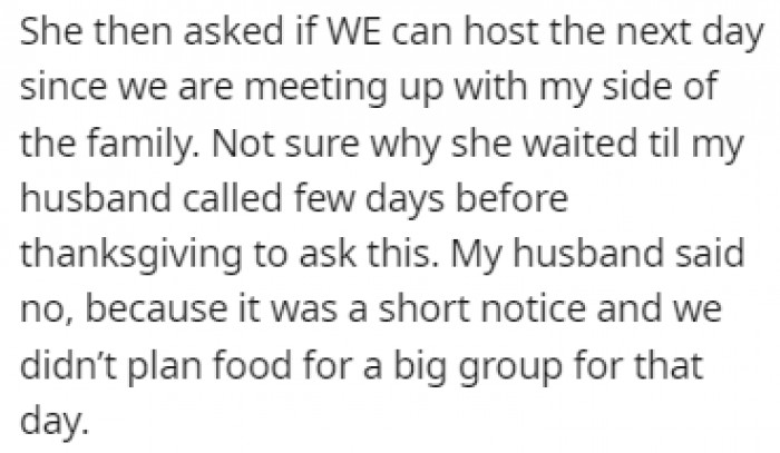 The Sister-in-Law Asked Them to Host the Dinner, but They Refused Since It Was Short Notice
