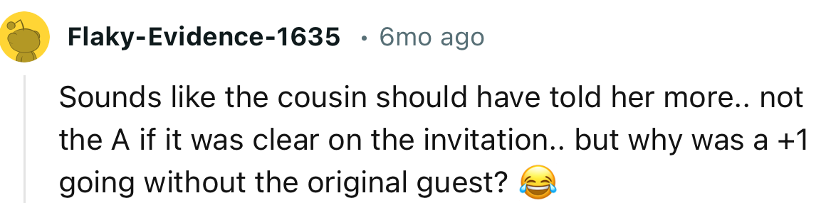 “Sounds like the cousin should have told her more... not the AH.”