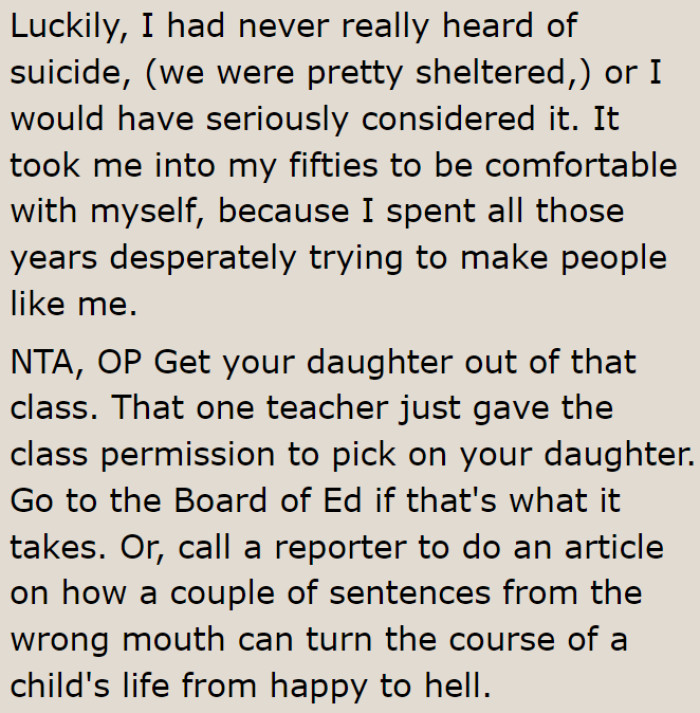 This person had a rough life because of one incident of bullying.