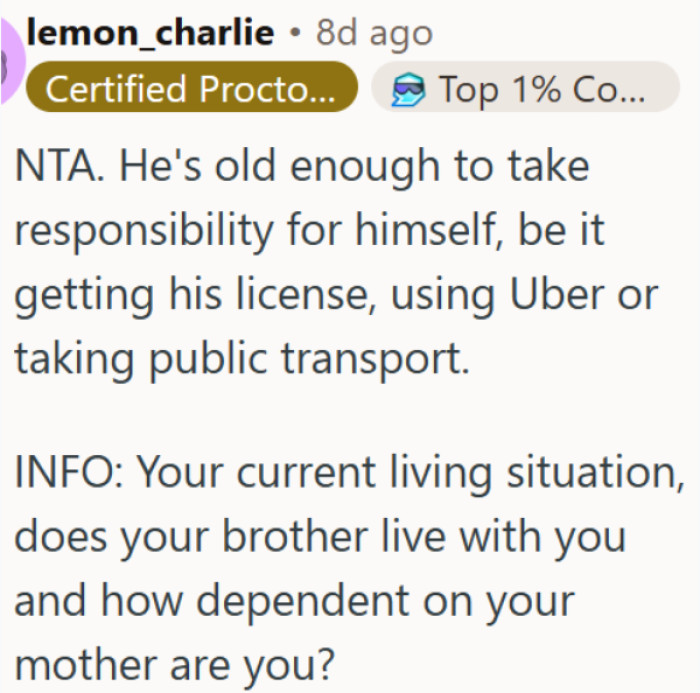 Being old enough means being responsible for getting yourself around