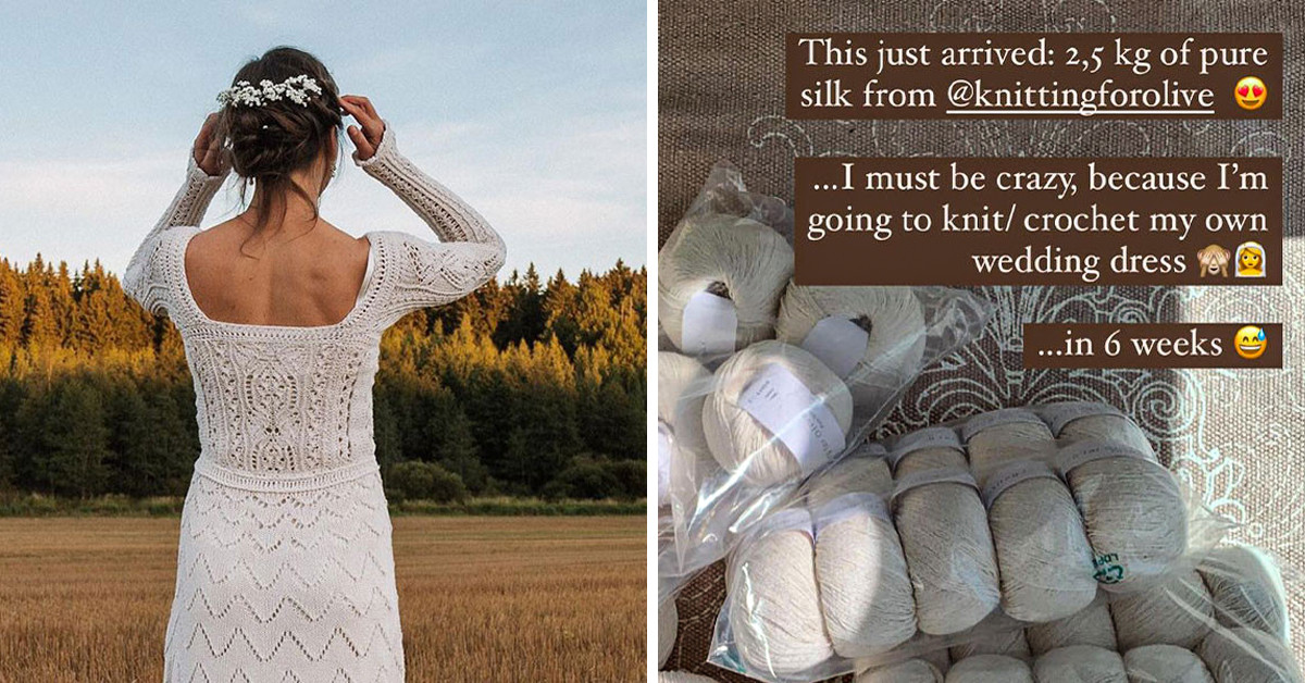 Bride's Video Breaks The Internet As She Finished Knitting Her Wedding Gown Four Days Before Her Wedding, Despite All The Setbacks