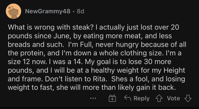 There's nothing wrong with eating steak if you're trying to lose weight.