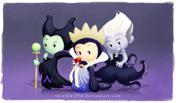 3. Maleficent (Sleeping Beauty), The Queen (Snow White), Ursula (The Little Mermaid)