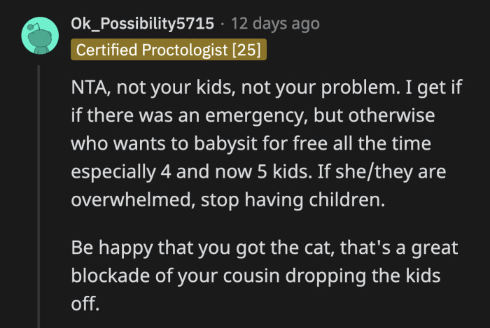 OP should really get another cat just for good measure.