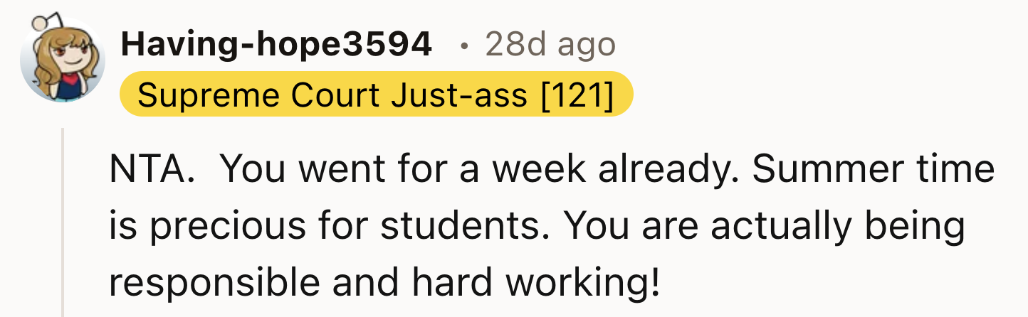 Students need their summertime