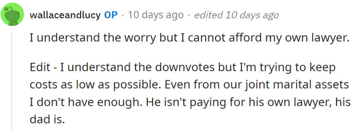 But the OP said she cannot afford it