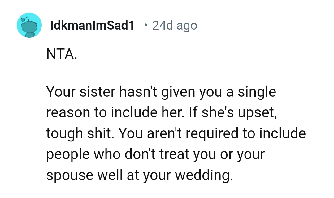 The OP Doesn't Have to Include People Like That