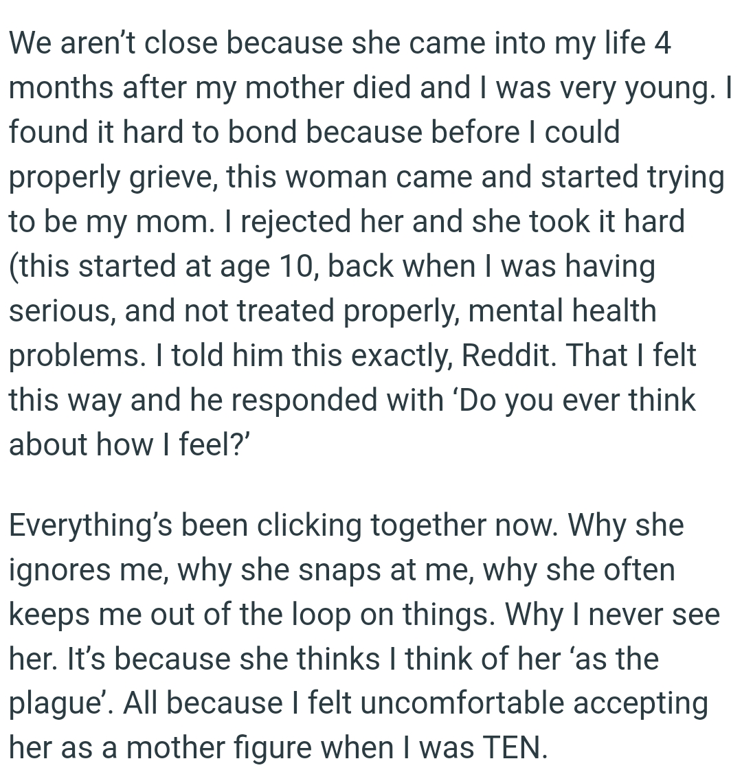 Before the OP could properly grieve, this woman came and started trying to be her mom