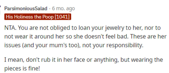 This is definitely true, and honestly, the questions were answered. If she has a problem with it, then she needs to talk to her stepdad about why he won't allow her to have it.