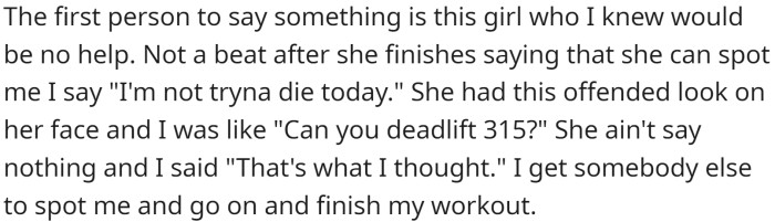 Finally, a female student responded, and OP said, 