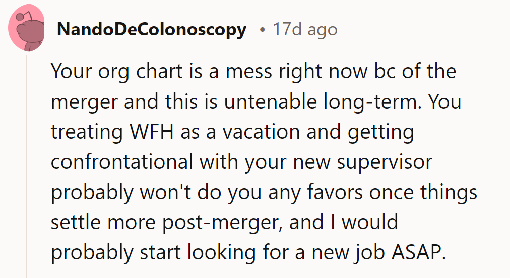 Navigating the org chart chaos like a WFH ninja—vacation mode: activated, drama minimized!