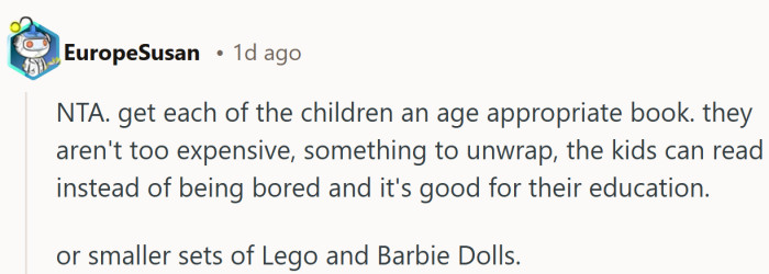 The suggestion adds a softer note to the debate, leaning toward small, affordable presents that still make a Christmas morning feel special.