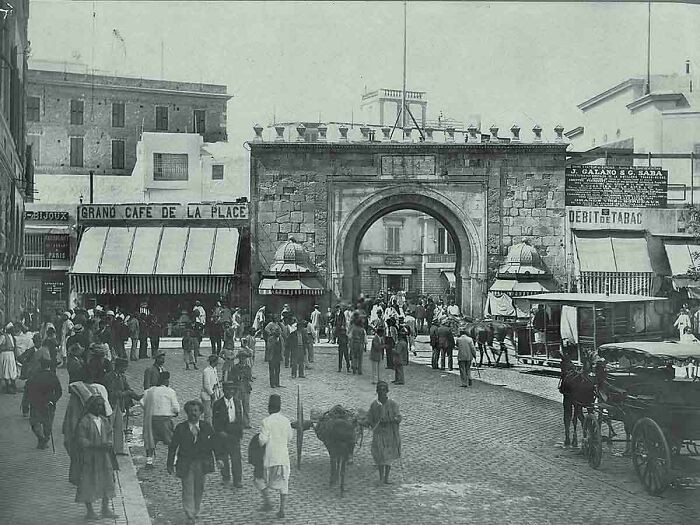 "Bab El Bhar (Porte De France) Surrounded By Shops, Tunis,1895"