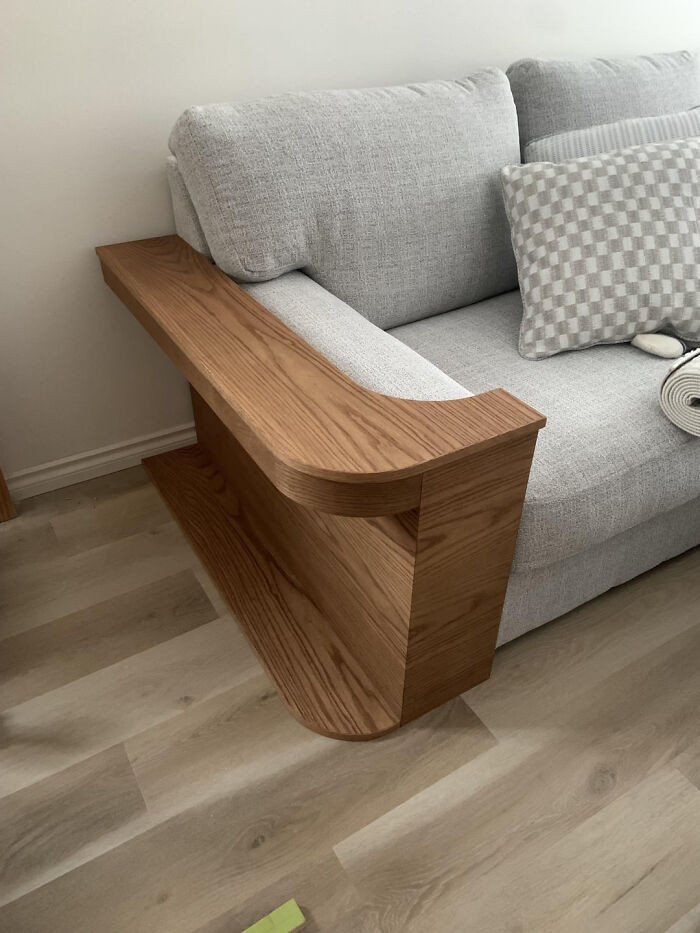 "Fiancé Asked Me To Make An End Table For The New Couch To Protect It From A Bad Little Cat"