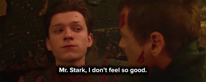 16. When Spider-Man gets dusted in Avengers: Infinity War