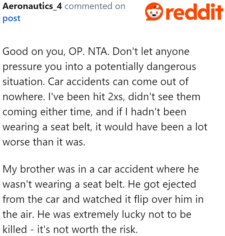 The OP did a great job of standing his ground. He should continue to enforce it, even with those he's close to.