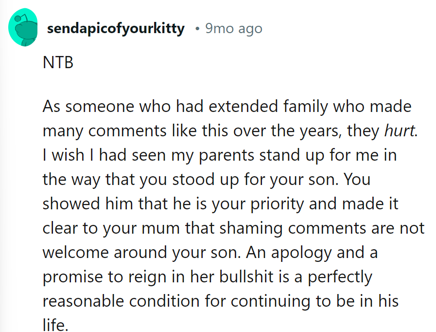 A champion for his son, making it clear where boundaries lie. Grandma needs a playbook update.