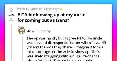 Redditor Lashes Out At Their Uncle After Coming Out As Transgender For The First Time During A Family Gathering