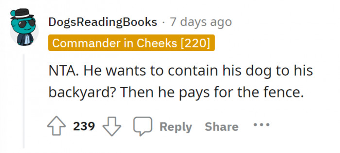 His dog, his fence, his pay...