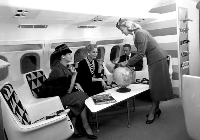 Lounge Interior Of A Trans World Airlines (Twa) Convair 880, 1958