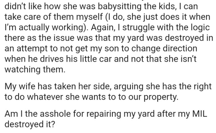 OP's wife argued that she has the right to do whatever she wants with their property
