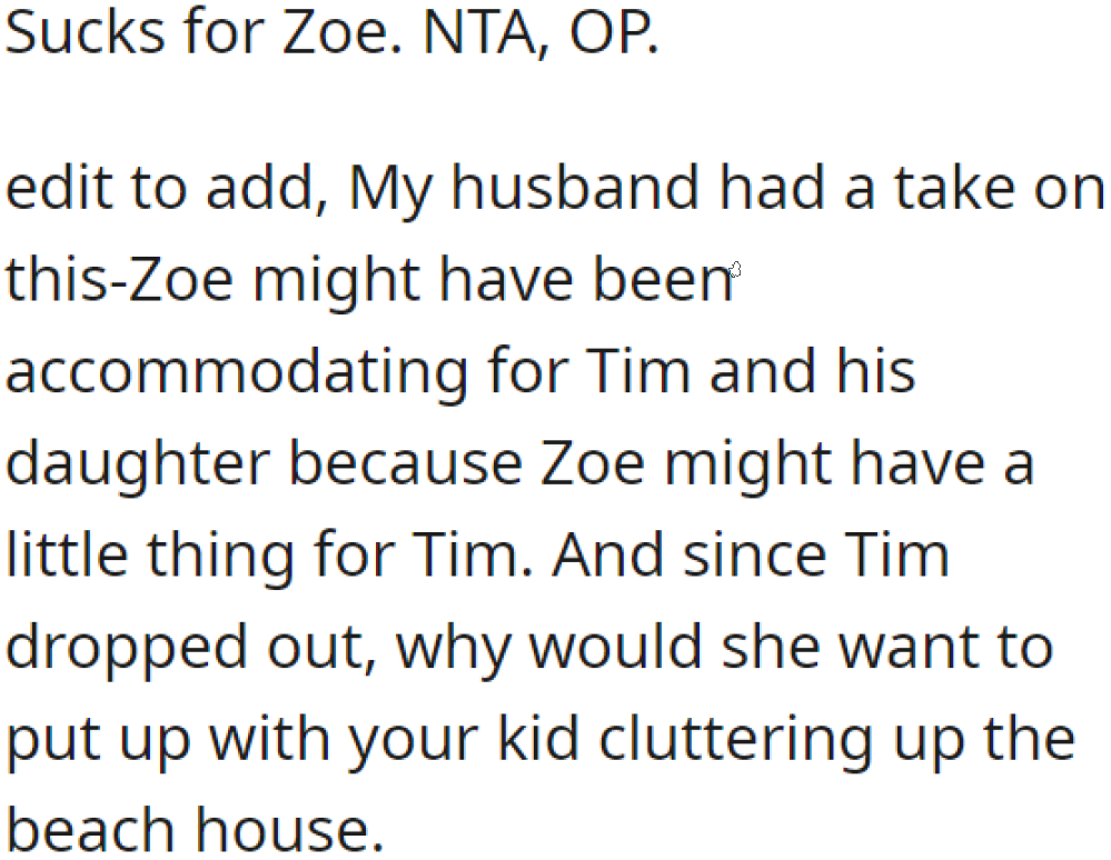 One user opens up the possibility that the child-free friend likes the single-father friend.